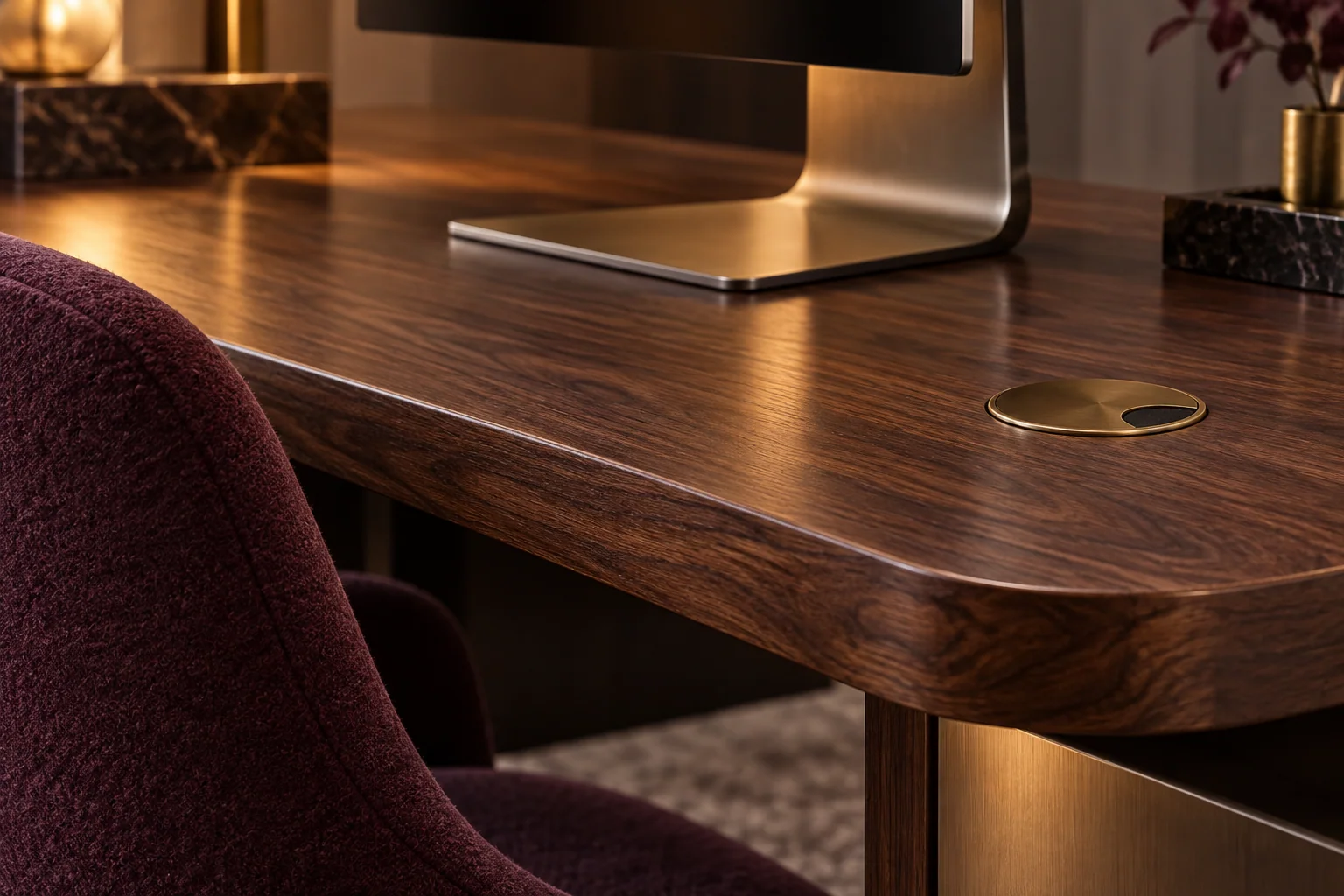 Detalhe conceptual de materiais e equipamento de uma experiência lounge